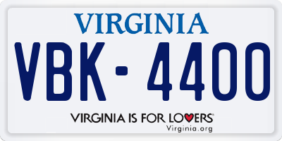 VA license plate VBK4400