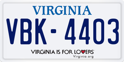VA license plate VBK4403