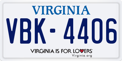 VA license plate VBK4406
