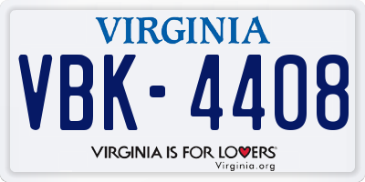 VA license plate VBK4408
