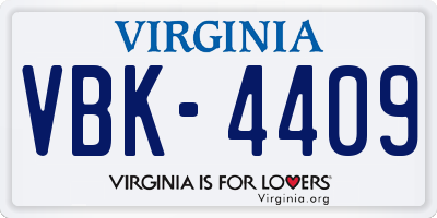 VA license plate VBK4409