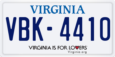 VA license plate VBK4410