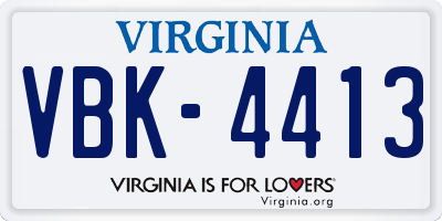 VA license plate VBK4413