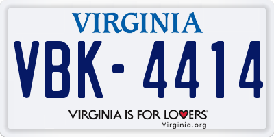 VA license plate VBK4414