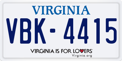 VA license plate VBK4415
