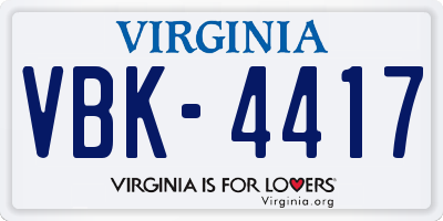 VA license plate VBK4417