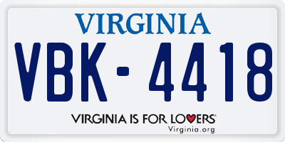 VA license plate VBK4418