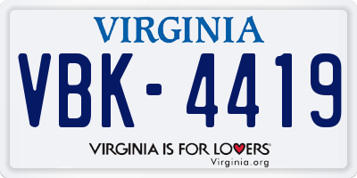 VA license plate VBK4419