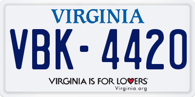 VA license plate VBK4420