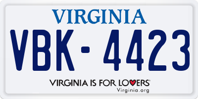 VA license plate VBK4423