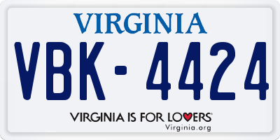 VA license plate VBK4424