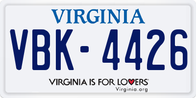 VA license plate VBK4426