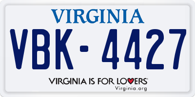 VA license plate VBK4427