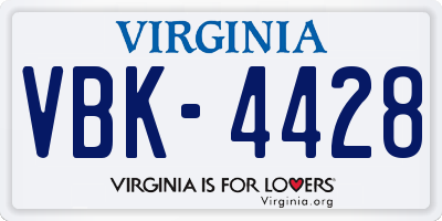 VA license plate VBK4428
