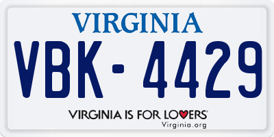 VA license plate VBK4429