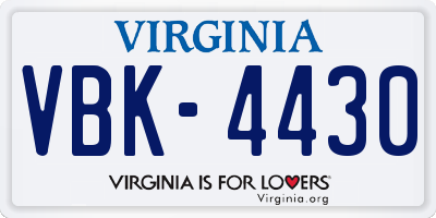 VA license plate VBK4430