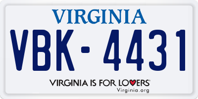VA license plate VBK4431