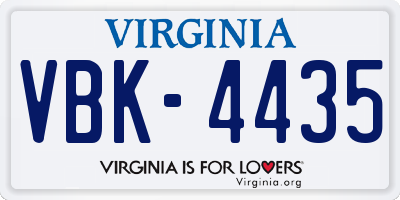 VA license plate VBK4435