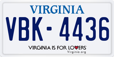 VA license plate VBK4436