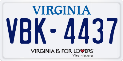 VA license plate VBK4437