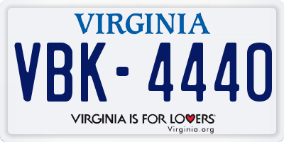 VA license plate VBK4440