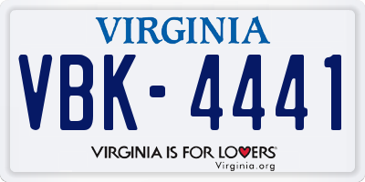 VA license plate VBK4441