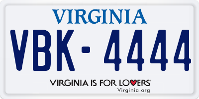 VA license plate VBK4444