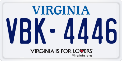VA license plate VBK4446