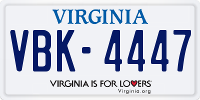 VA license plate VBK4447