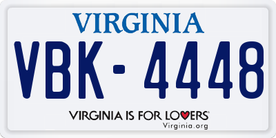 VA license plate VBK4448