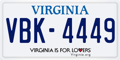 VA license plate VBK4449