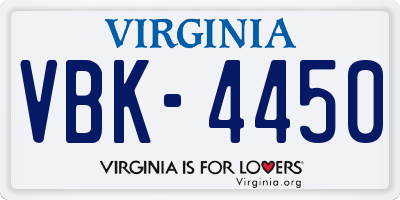VA license plate VBK4450