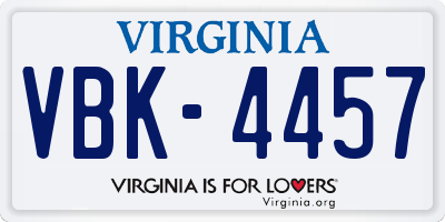 VA license plate VBK4457