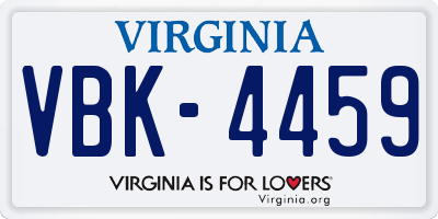 VA license plate VBK4459