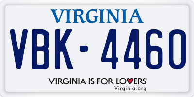 VA license plate VBK4460