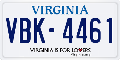 VA license plate VBK4461