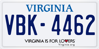 VA license plate VBK4462