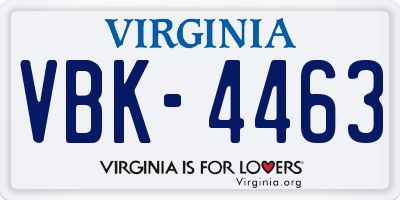 VA license plate VBK4463