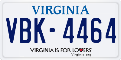 VA license plate VBK4464