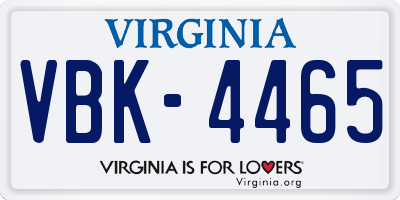 VA license plate VBK4465