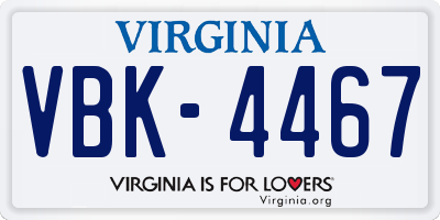 VA license plate VBK4467