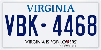VA license plate VBK4468