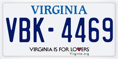 VA license plate VBK4469