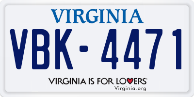 VA license plate VBK4471