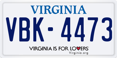 VA license plate VBK4473