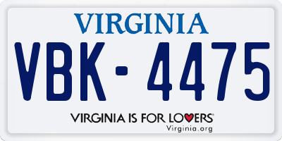 VA license plate VBK4475