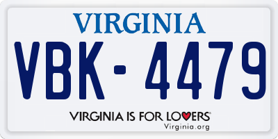 VA license plate VBK4479