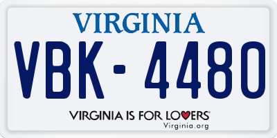 VA license plate VBK4480