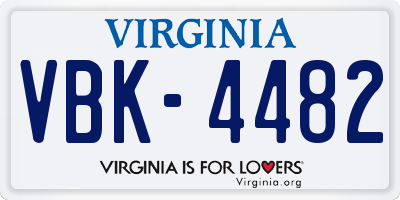 VA license plate VBK4482