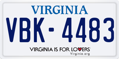 VA license plate VBK4483